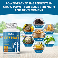 NuBest Grow Power capsules-closeup shows easy-to-swallow calcium and minerals