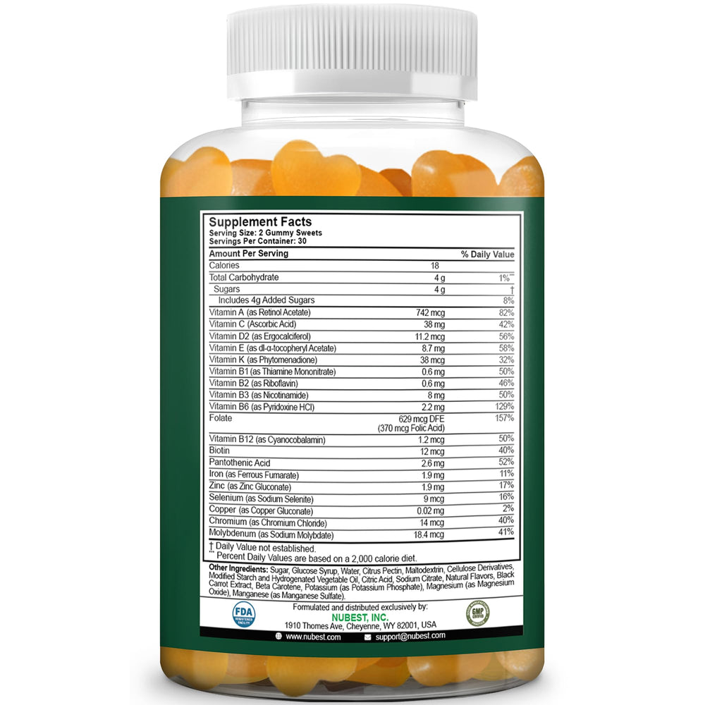 NuBest Immune Gummies packaging with GMP certification badge.