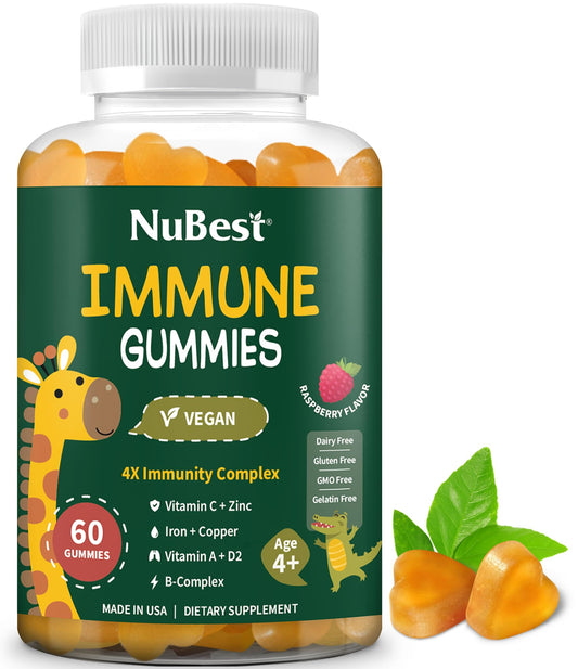 NuBest Immune Gummies raspberry bottle for daily immune support.