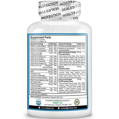 NuBest multivitamin for men pantry storage on shelf