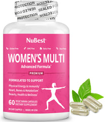 NuBest Women’s Multivitamin bottle shows comprehensive daily nutrient blend for wellness