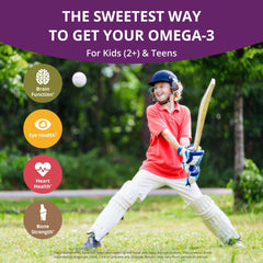 NuBest Omega-3 Gummies teens study-time scene highlighting focus and memory support.