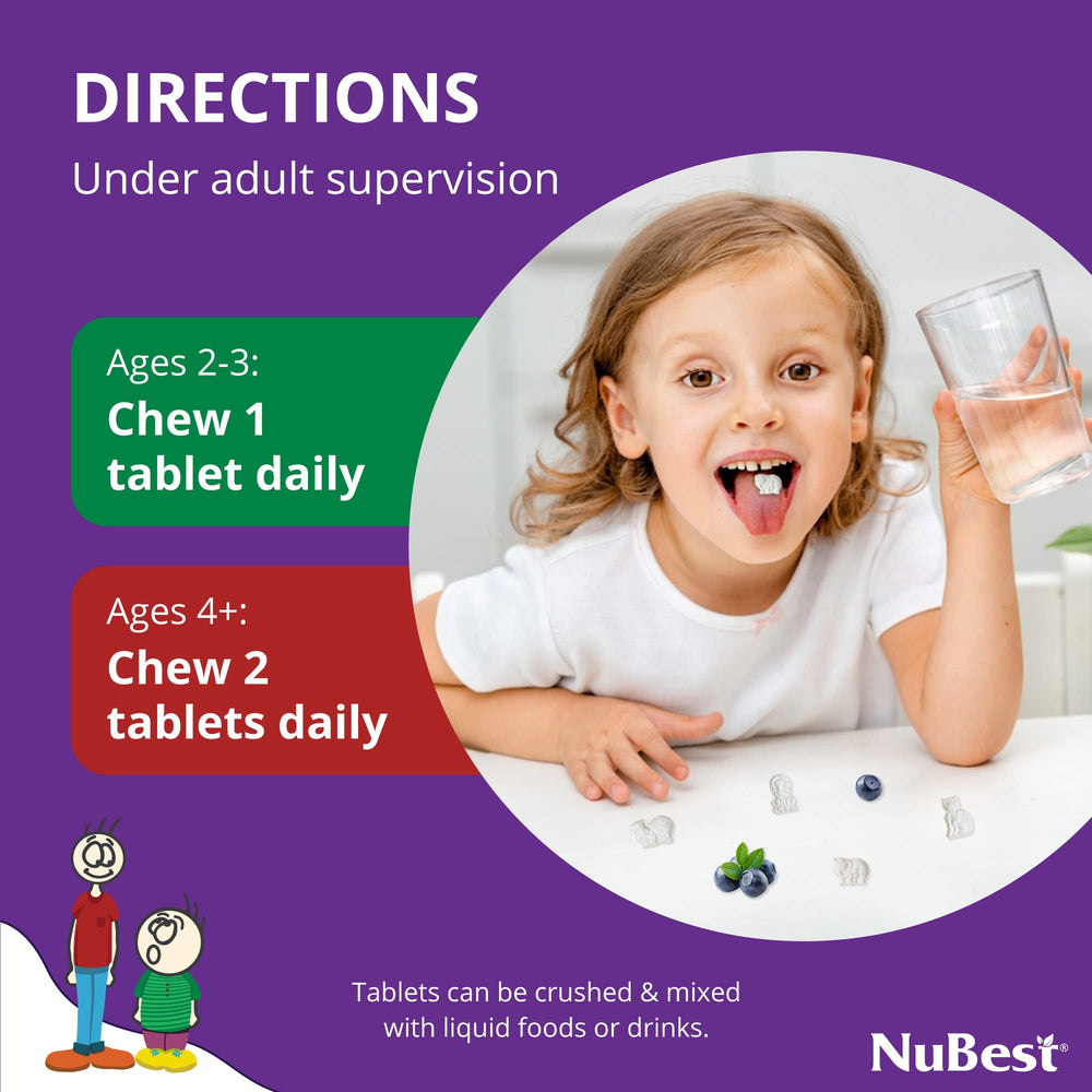 NuBest Tall Kids calcium-d3-zinc: supports bone strength and immune foundations.