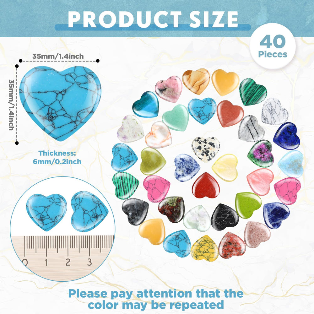 Nuenen crystal heart-shaped palm stones in vibrant colors for calm energy