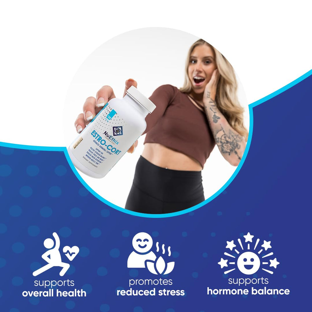 NuEthix Estro-Cort packaging scene for daily wellness routine