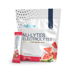 NuEthix Nu-LYTES Watermelon packet packaging shown for travel-ready hydration.