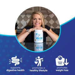Close-up of NuEthix Utilyze Enzymes capsules showing on-the-go digestion support