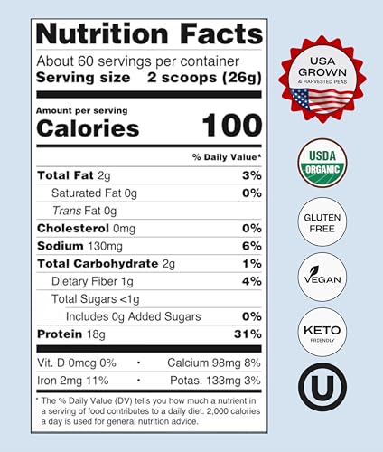 NUFYX Heavenly Protein Powder organic-peas-ingredient highlights US-grown protein.