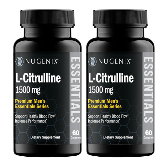 Nugenix Essentials L-Citrulline bottle-pour showing potential blood flow support during workouts