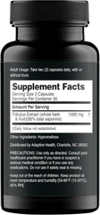 Close-up of Nugenix Tribulus capsules highlighting 1000mg per dose for daily use.