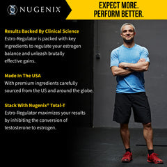 Nugenix Estro-Regulator packaging box on shelf signaling balance and vitality