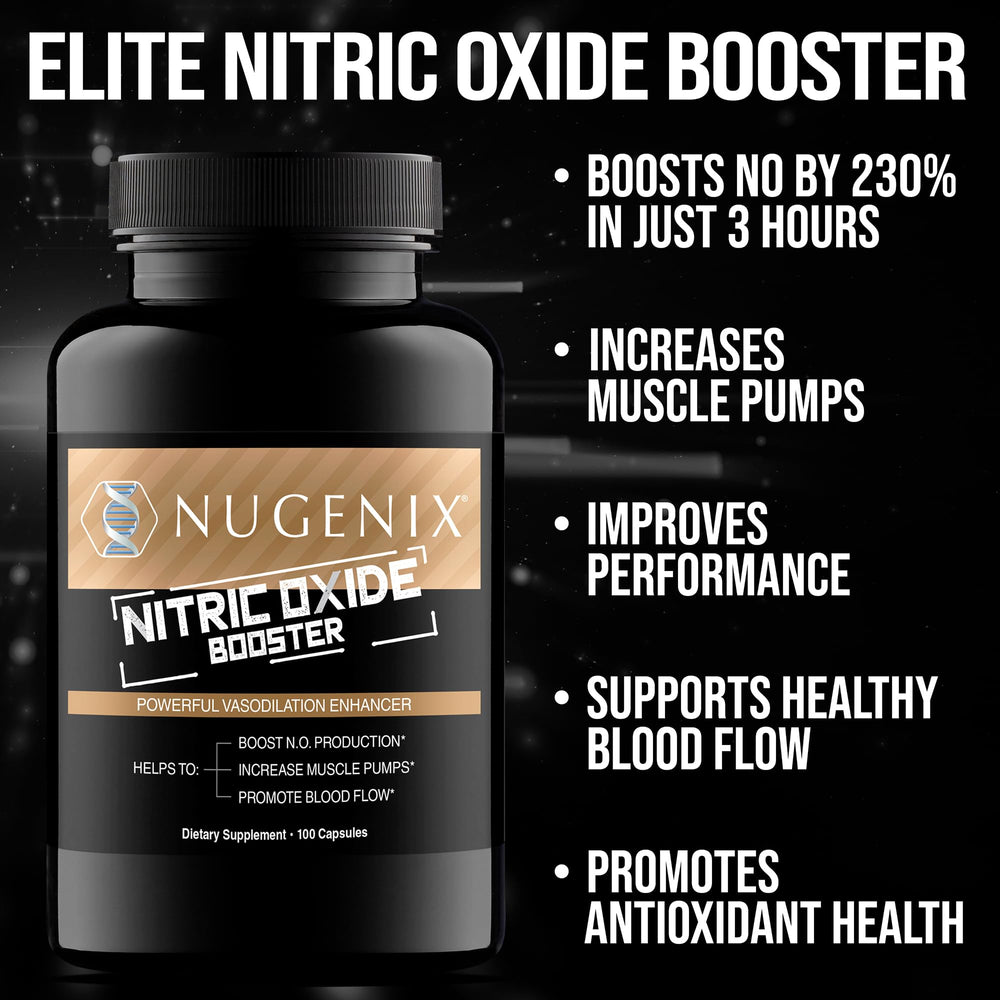 Nugenix booster capsules shown for convenient daily dosing on training days.