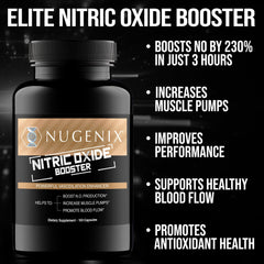 Nugenix booster capsules shown for convenient daily dosing on training days.
