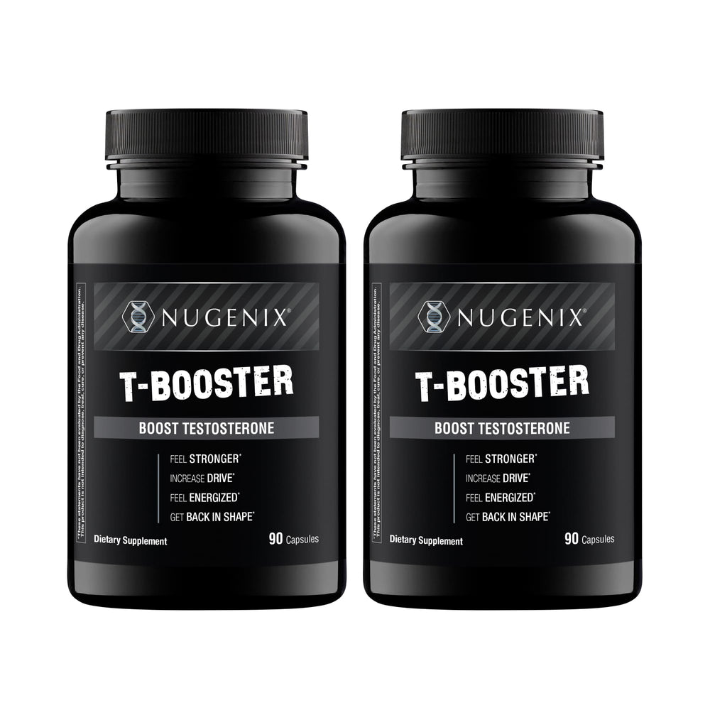 Nugenix T Booster bottle front showing daily energy support.