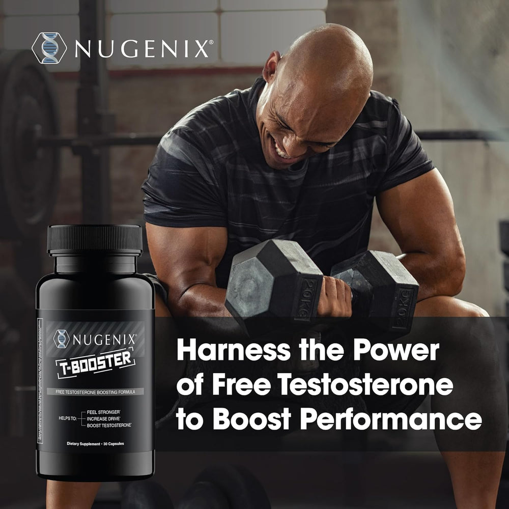 Nugenix T Booster capsules closeup highlighting easy daily use.