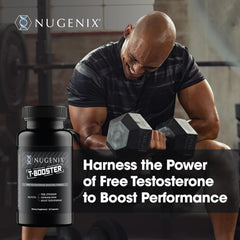 Nugenix T Booster capsules closeup highlighting easy daily use.