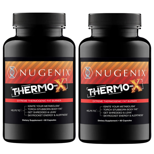 Nugenix Thermo-X bottle and label highlighting energy support