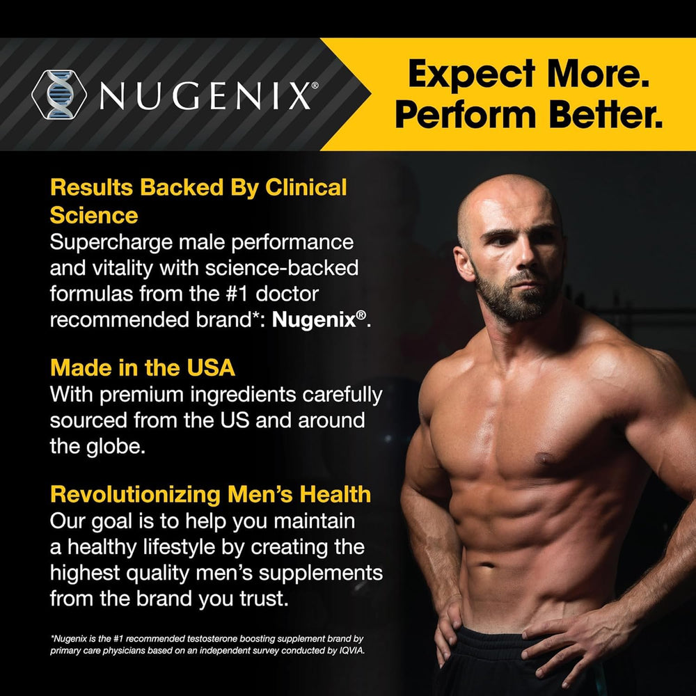 Nugenix Thermo-X caffeine note signals quick energy for workouts.