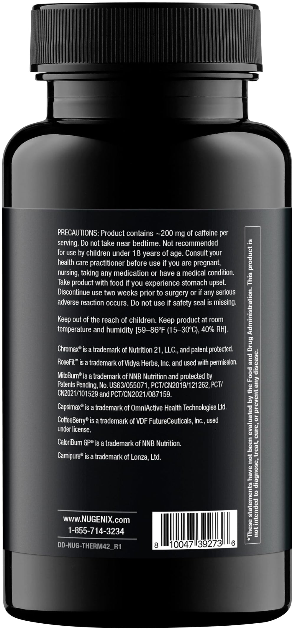 Nugenix Thermo-X 42-count bottle beside water for daily energy.