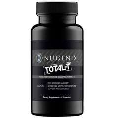 Nugenix Total-T bottle front showing bold packaging for daily testosterone support