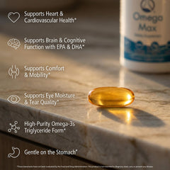 Nugevity Omega Max enteric softgels designed to prevent burps and aftertaste.