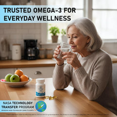 Nugevity Omega Max triglyceride-form omega-3 gelcaps for improved absorption.