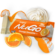 NuGo non-GMO ingredients highlighted on bar packaging.