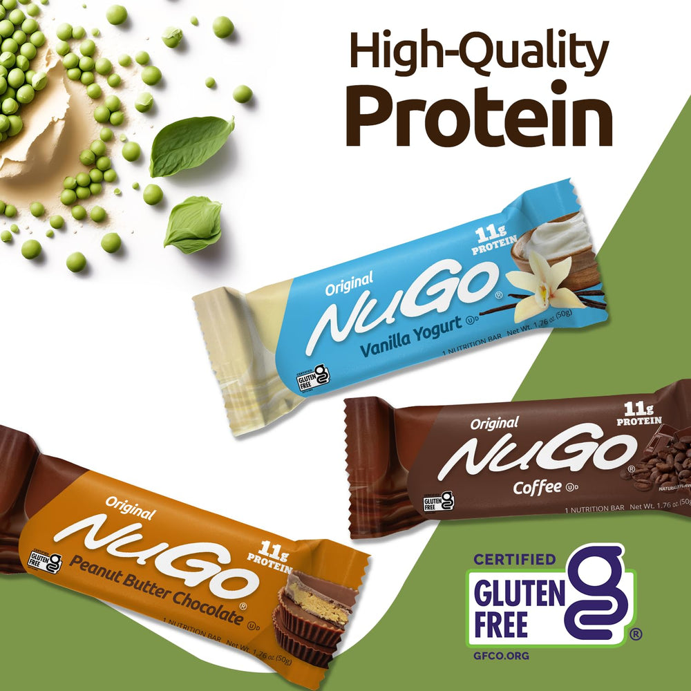 NuGo Vanilla Yogurt coating close-up; smooth texture similar to a crispy treat.