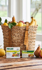 NULAX Fruit Laxative Block ingredients label shows a simple, natural fiber-rich recipe.