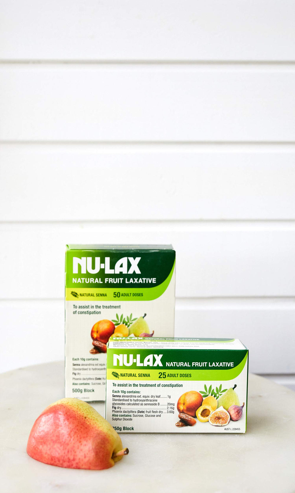 NULAX Fruit Laxative Block made in Australia reinforces trusted, quality sourcing.