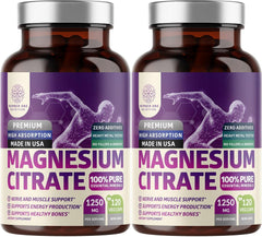 Number One Nutrition Magnesium Citrate bottle front with 1250mg serving for high absorption