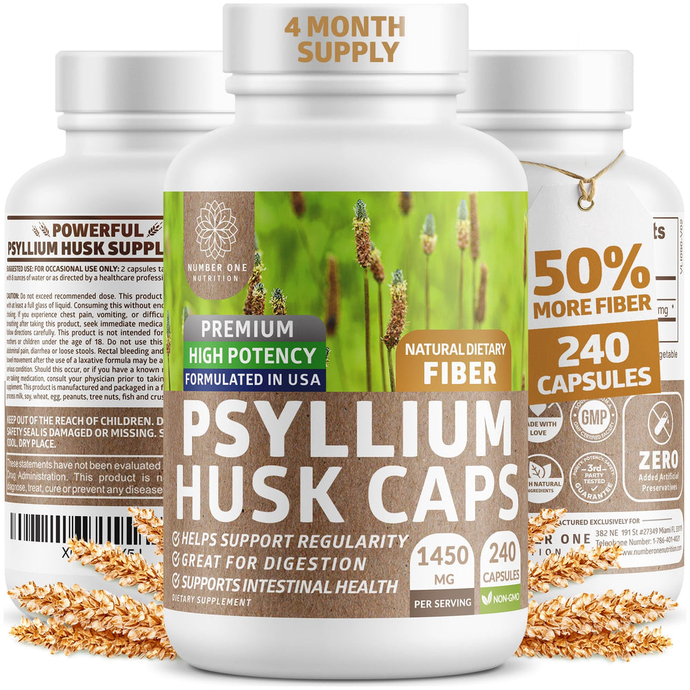 Number One Nutrition N1N psyllium husk capsules bottle supports daily digestive health
