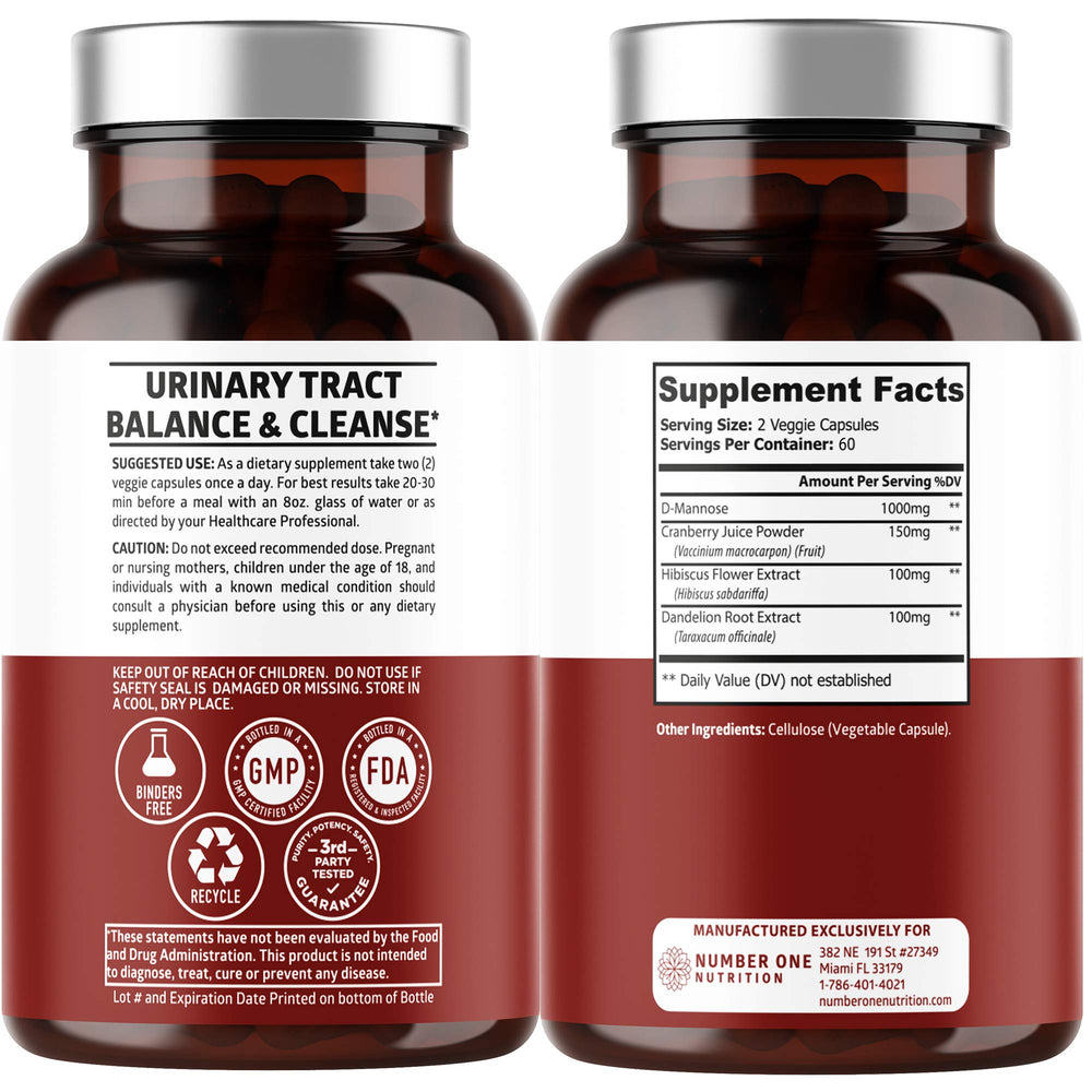 Closeup of Number One Nutrition D-Mannose capsules for easy daily supplementation.
