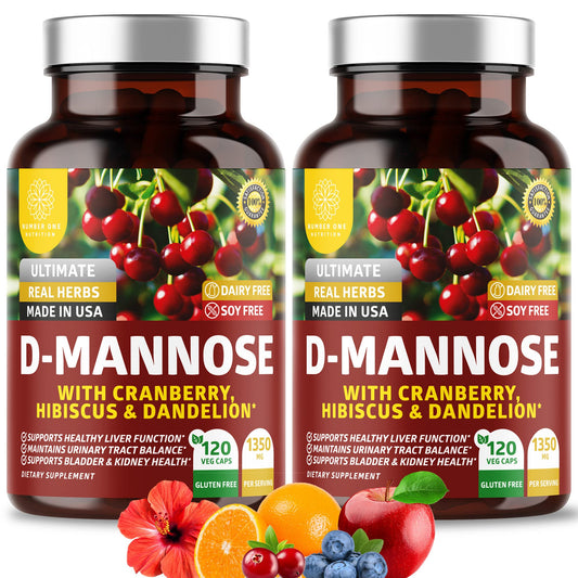 Number One Nutrition Premium D Mannose Cranberry Hibiscus bottle for daily urinary health support