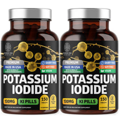 Number One Nutrition potassium iodide tablets bottle pour shows convenient, easy-to-swallow daily supplements.
