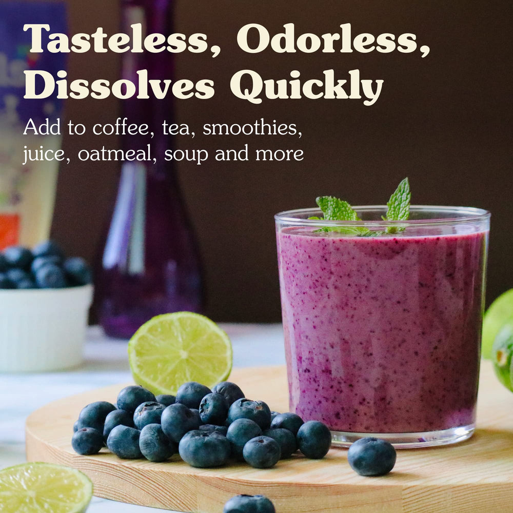 Nunaturals collagen peptides powder stirred into smoothie or oatmeal.