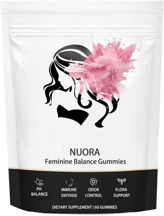 Nuora Feminine Balance Gummies bottle for daily wellness and convenience.