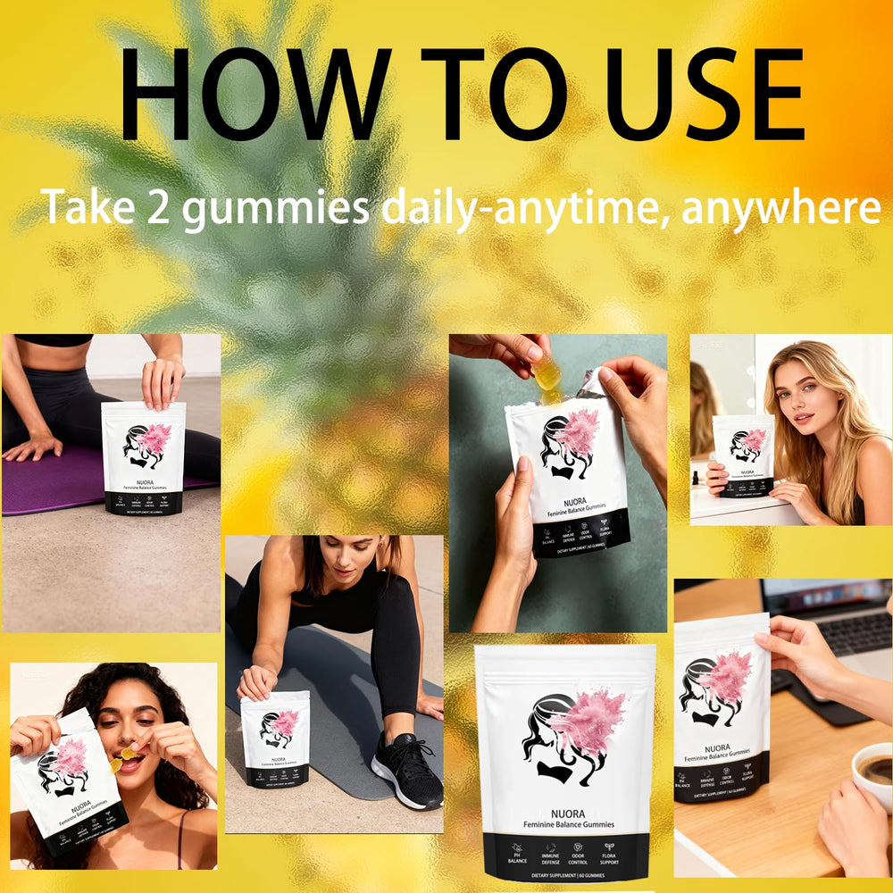 Nuora pineapple-flavored gummies ready to support daily routine.