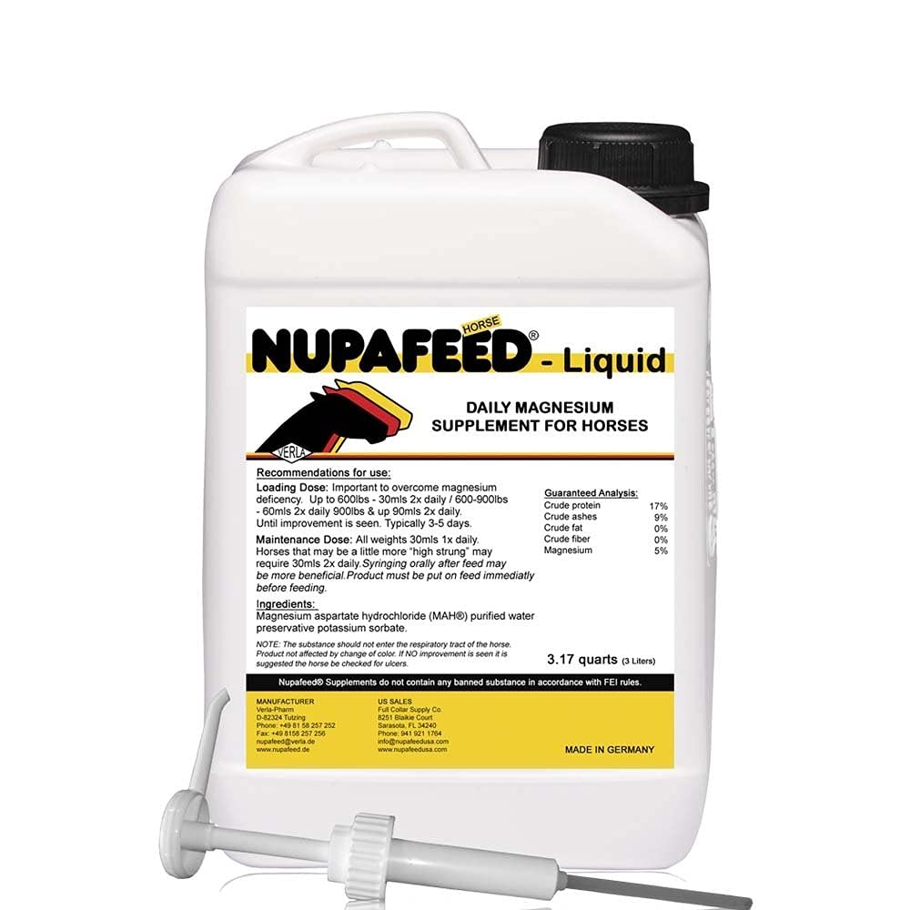 Nupafeed Magnesium Daily Liquid 3L pour over feed to support calmer horses