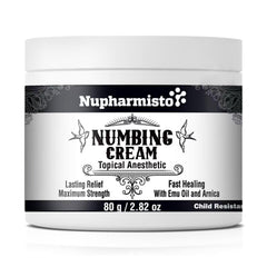 Nupharmisto numbing cream 80g jar for long-lasting relief.