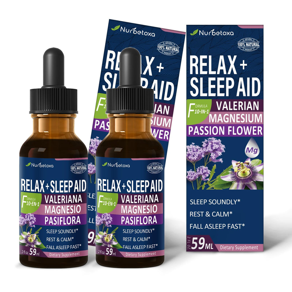 Nurbetoxa Sleep Drops bottle with valerian and passionflower for calm nights