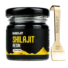NuroJit Pure Shilajit resin jar with spoon for daily tea use