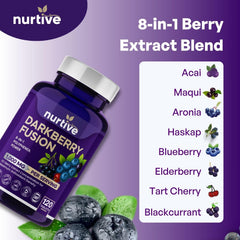 NURTIVE Darkberry Fusion with glass of water ready to take