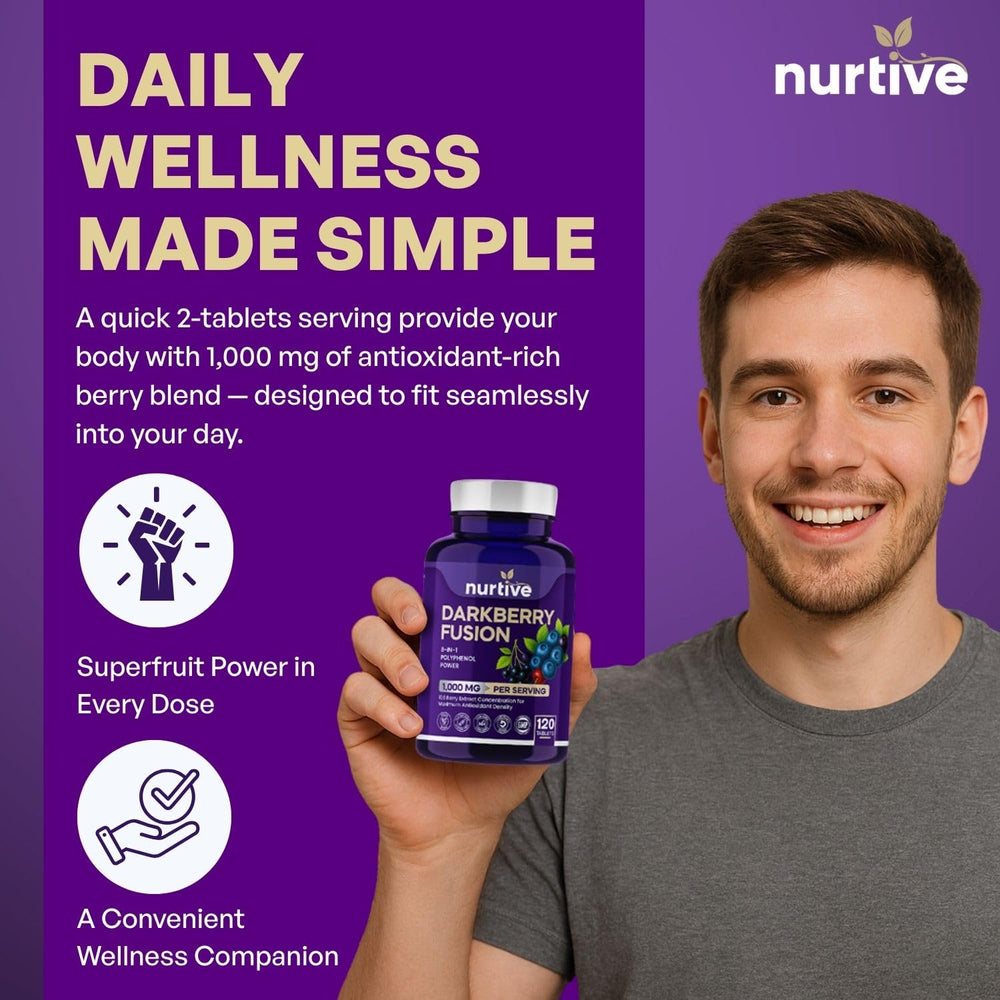 NURTIVE Darkberry Fusion tablets closeup reveals compact daily dose