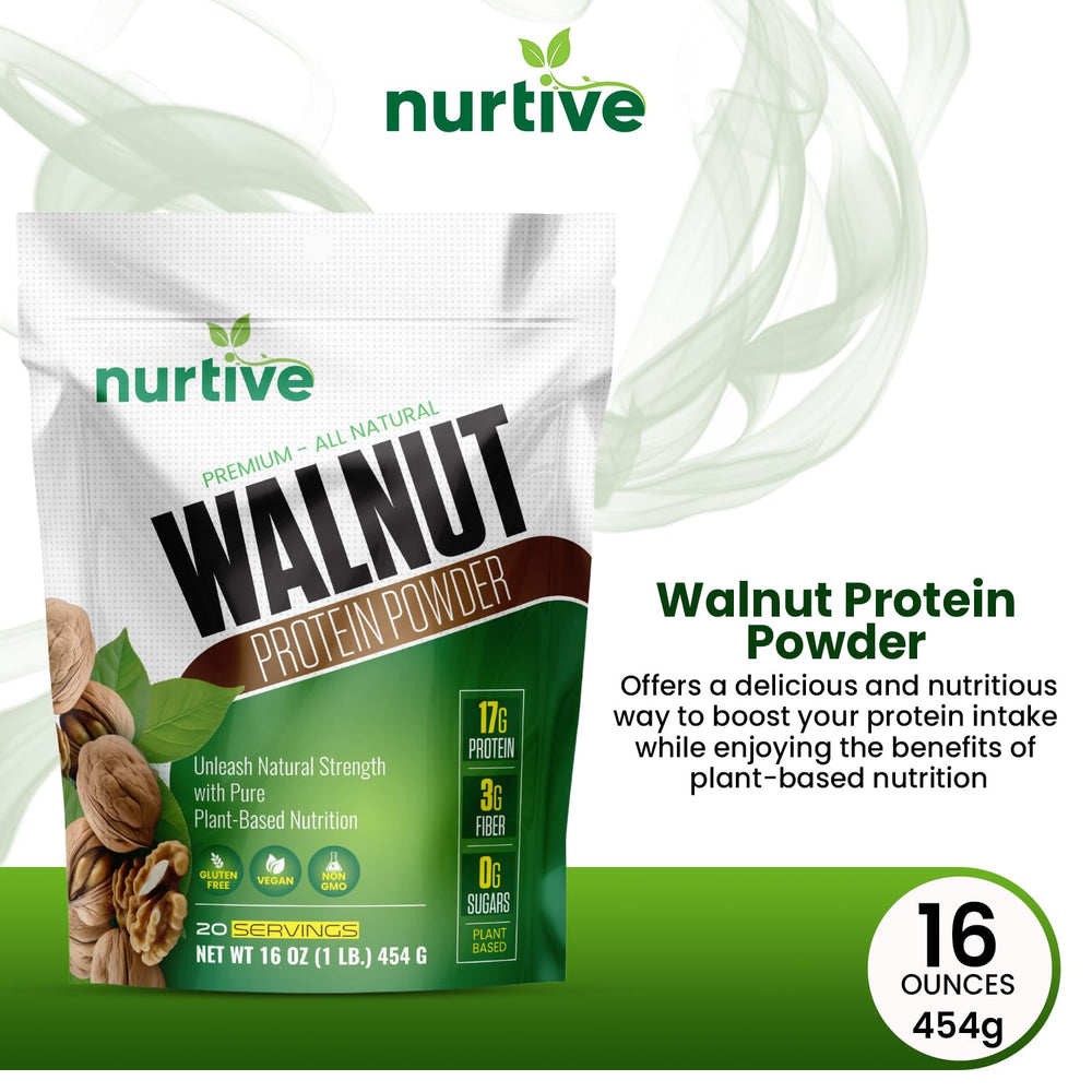 NURTIVE Walnut Protein Powder scoop included for easy portioning and mixing
