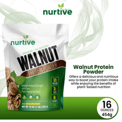 NURTIVE Walnut Protein Powder scoop included for easy portioning and mixing