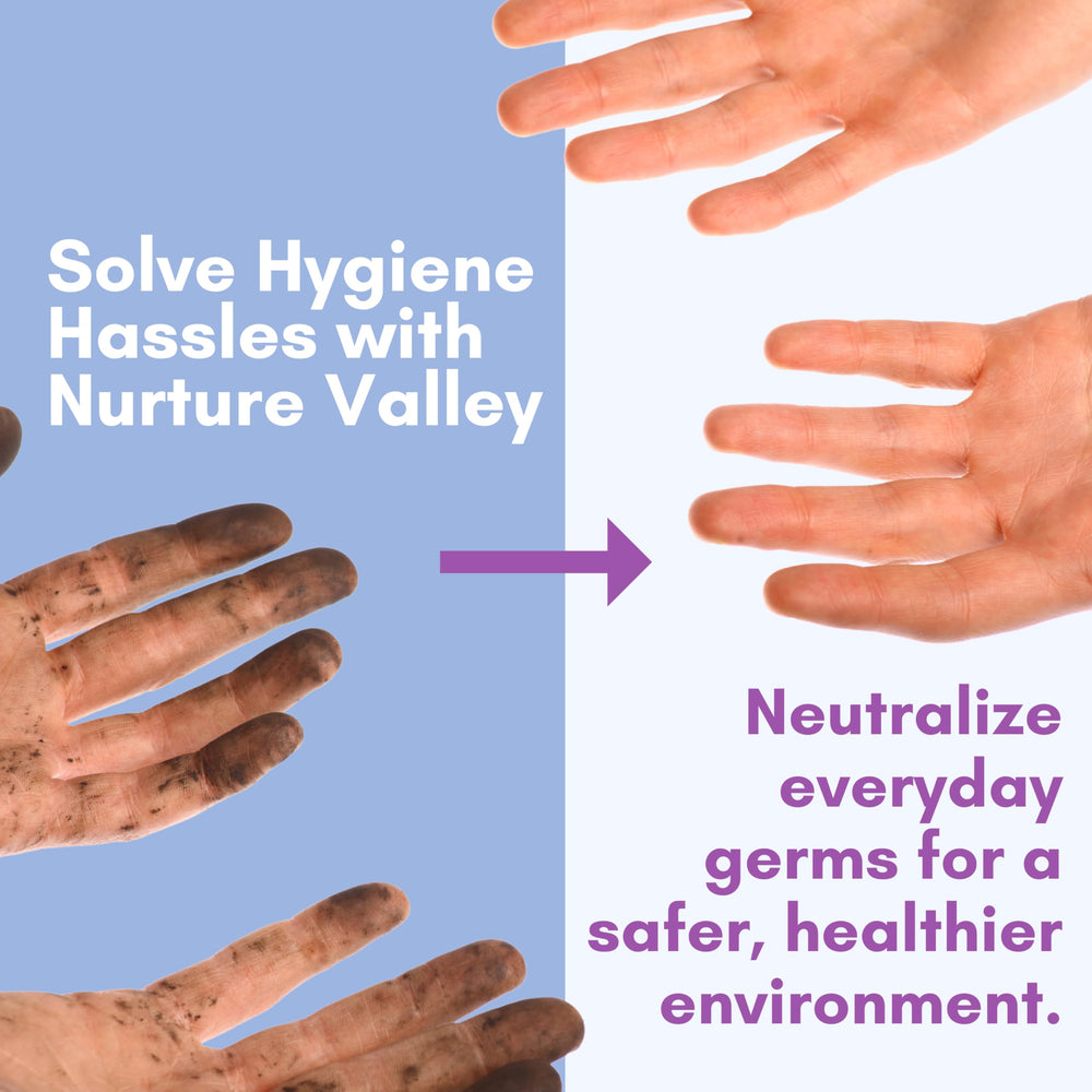 Nurture Valley XL wipes individually wrapped for clean, portable hand and body cleansing.