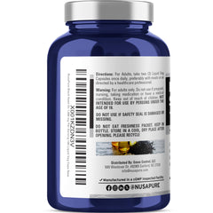 NusaPure Black Seed Oil label close-up shows hexane-free, cold-pressed extraction