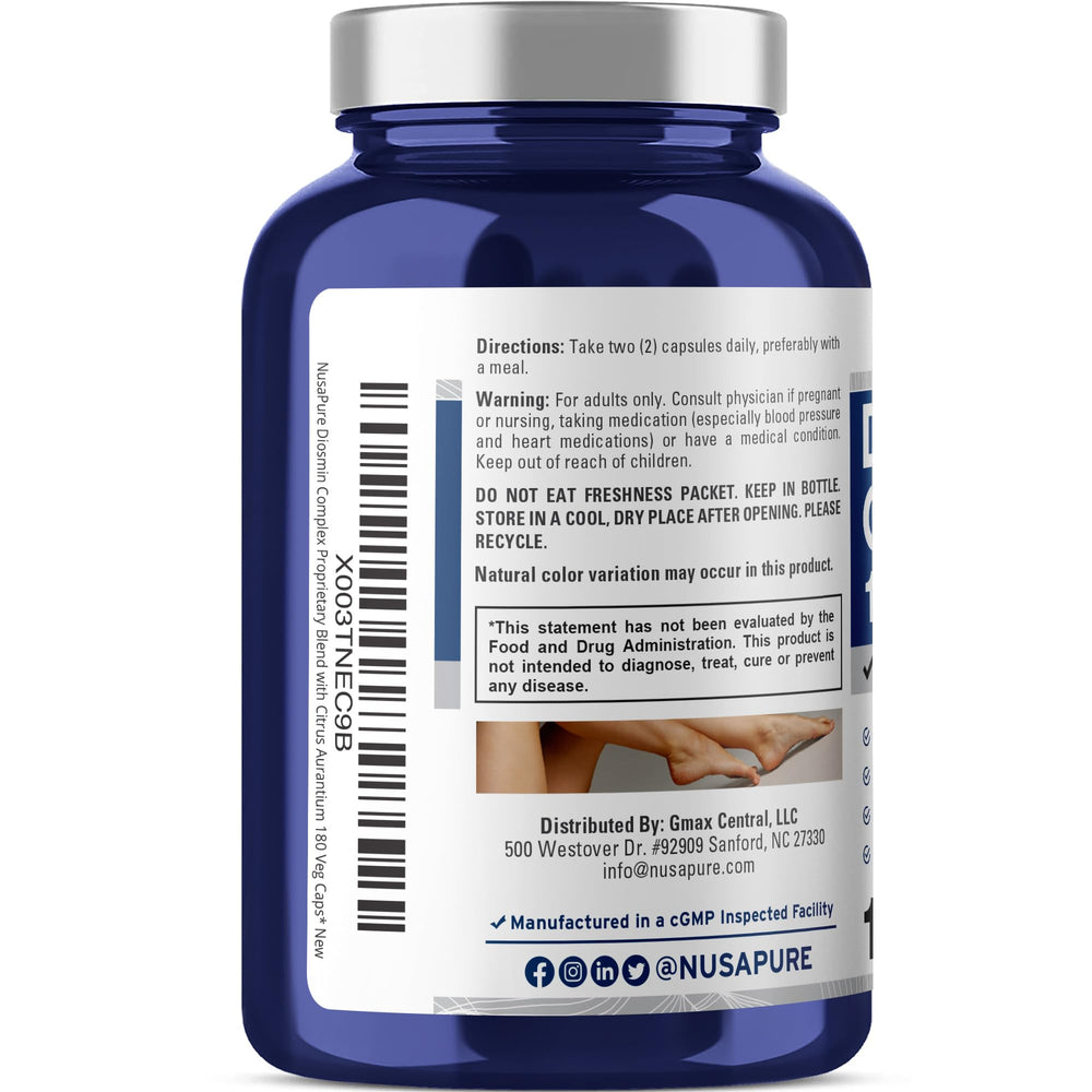 NusaPure Diosmin Complex label highlights 90 servings per container