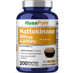 NusaPure Nattokinase bottle with 200 capsules for daily use.